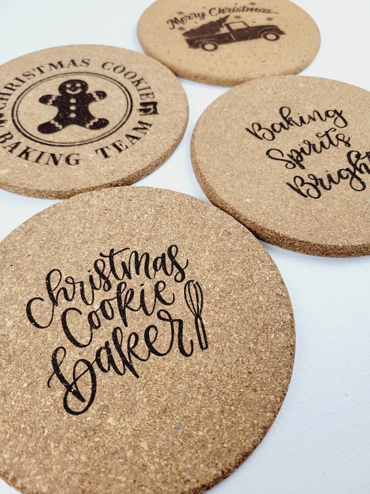 Rough Cut Dezigns, Holiday Themed Cork Trivets