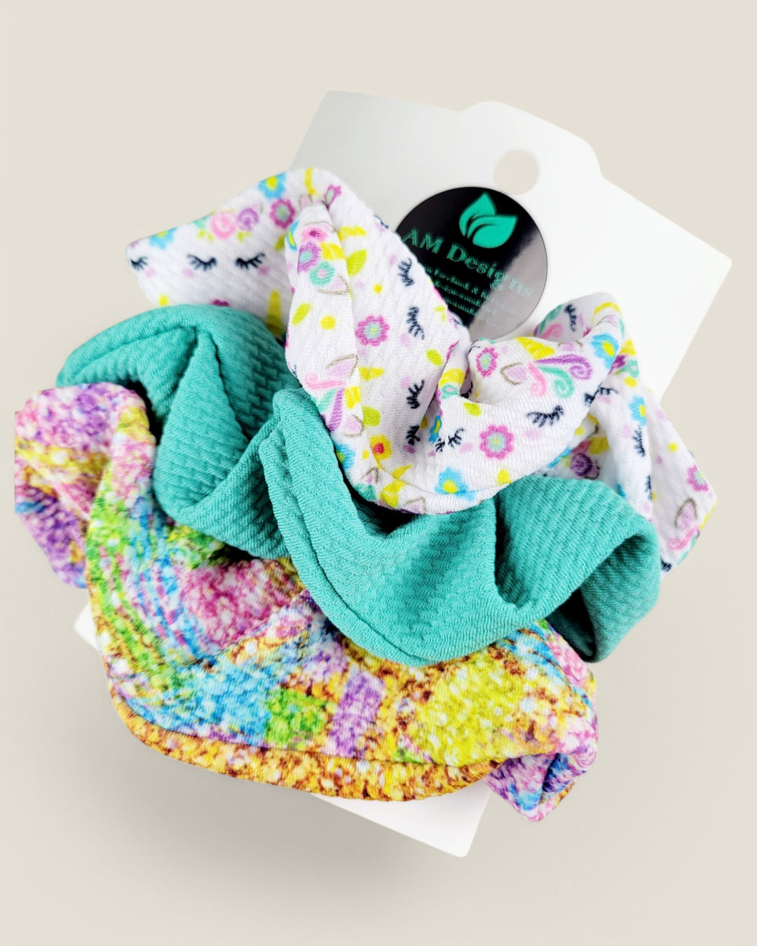 AM Designs, Fabric Scrunchies, 3 Pack
