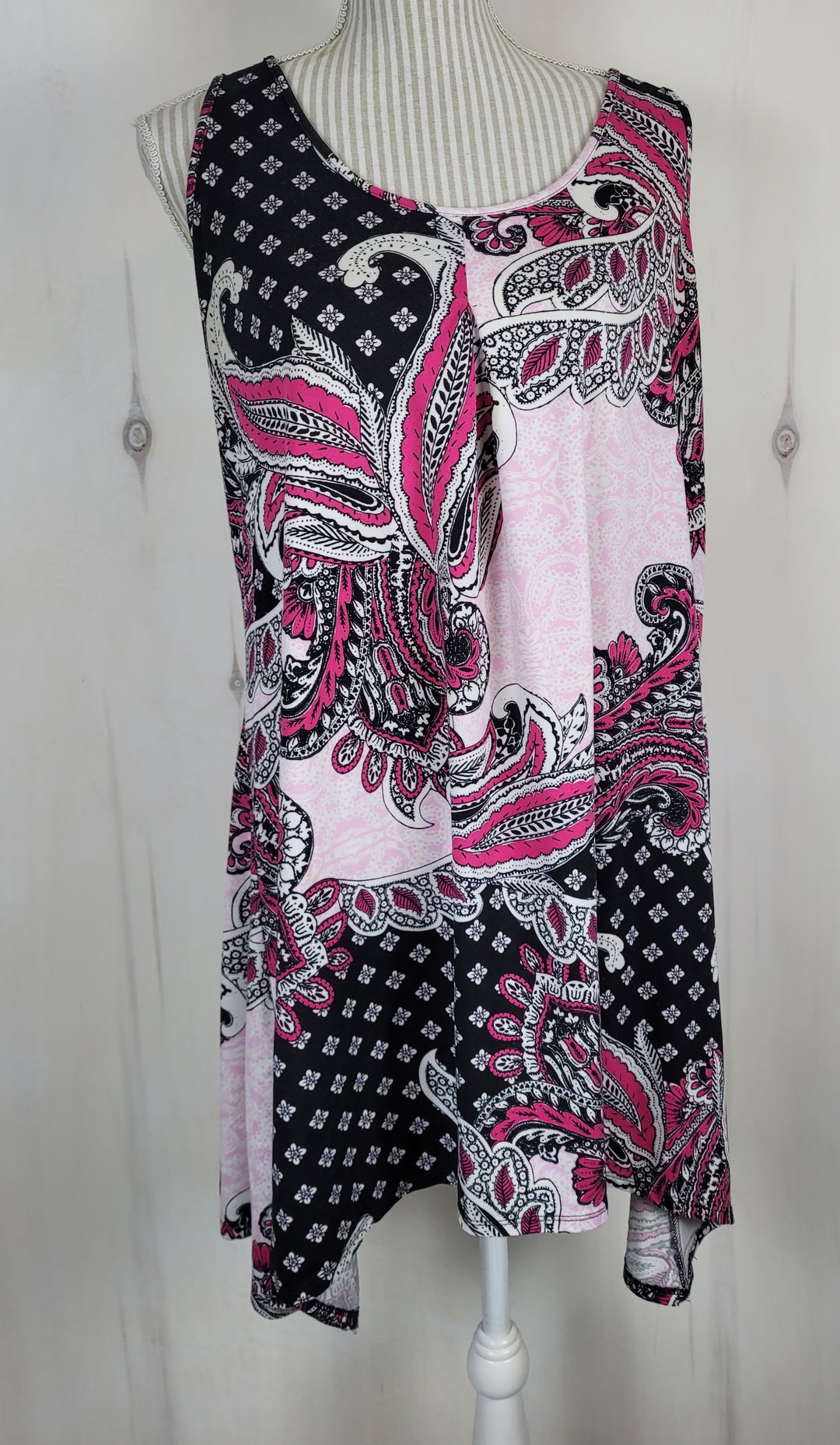 APT PAISLEY PRINT PINK & BLACK DRESS LADIES XL PRE-LOVED