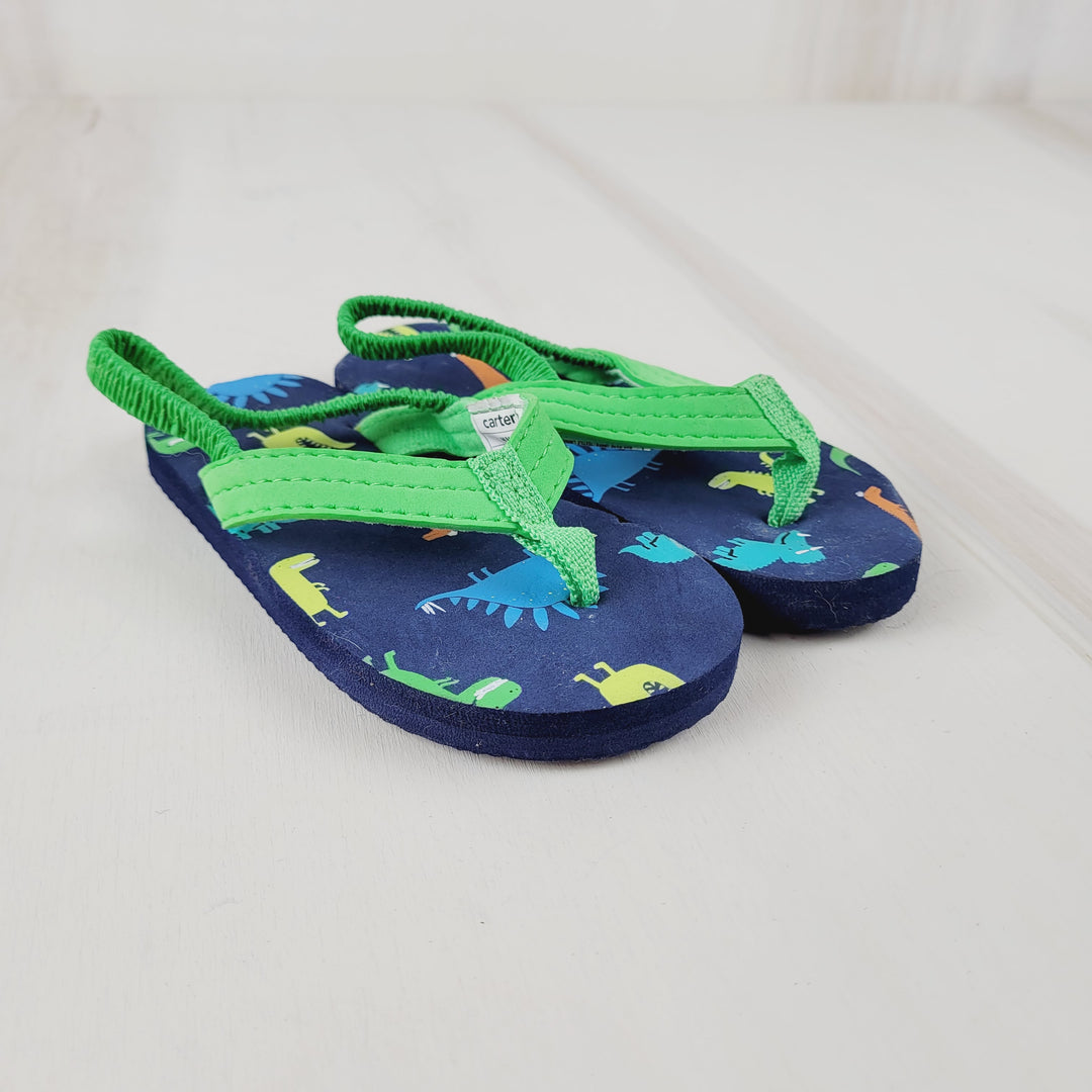 CARTERS GREEN DINO SANDALS SIZE 7-8 KIDS PRE-LOVED