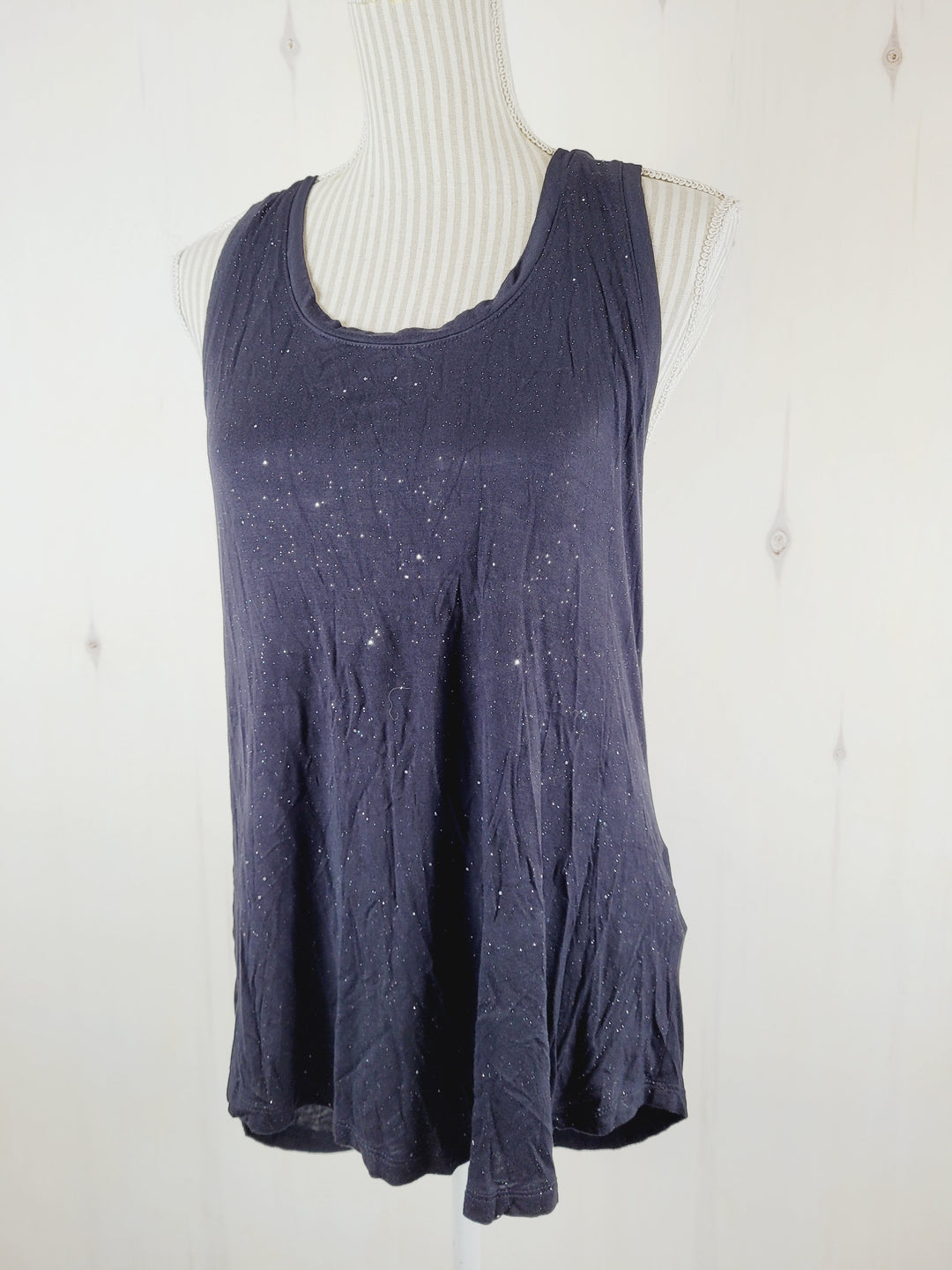 JOE FRESH BLACK SPARKLE RACERBACK TANK LADIES LARGE EUC