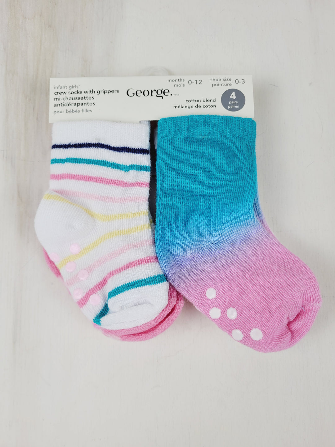 GEORGE 4 PACK SOCKS SIZE BABY 0-3 PRE-LOVED