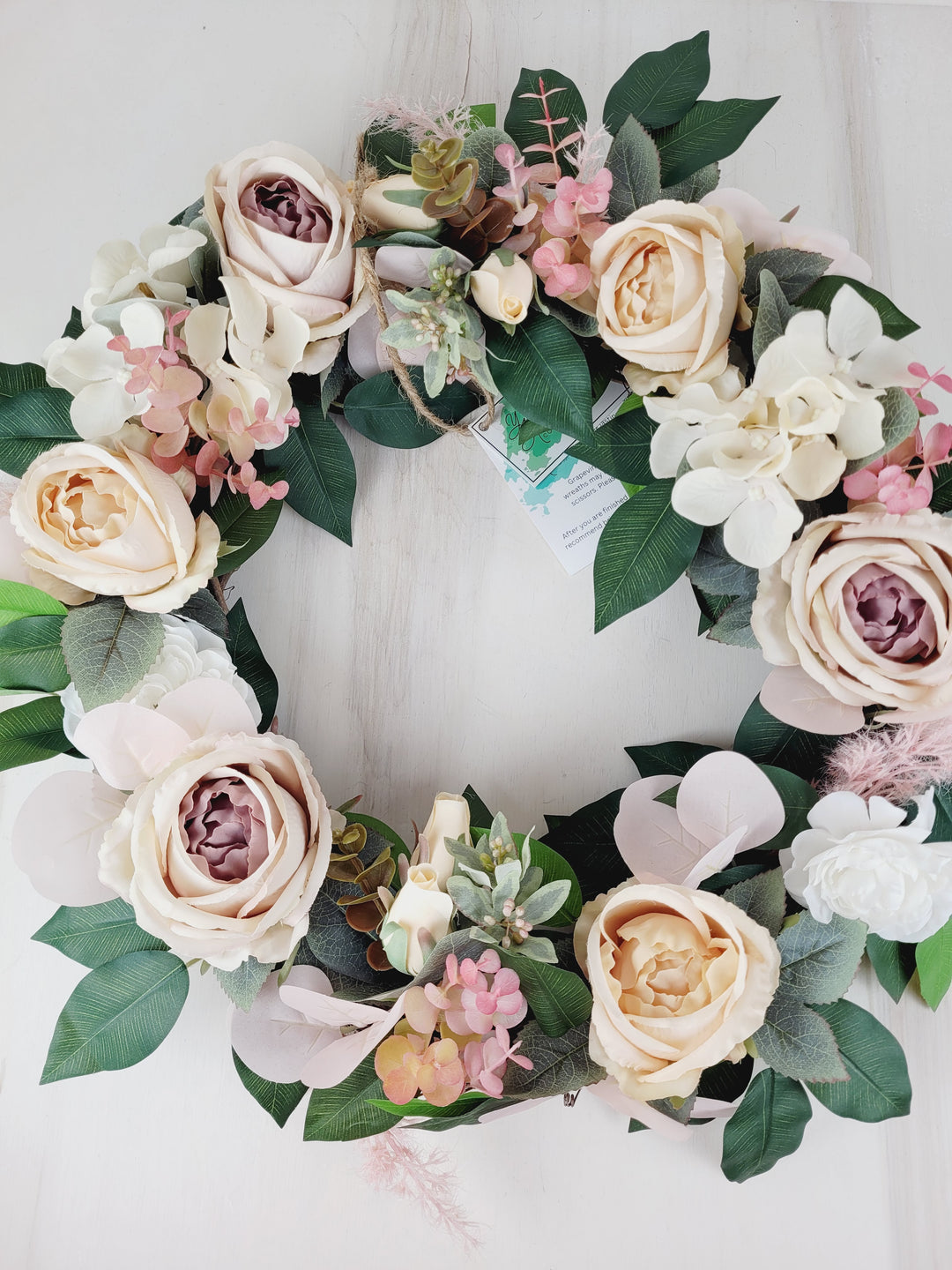 You & Home, Pink Faux Florals & Greenery Grapevine Wreath