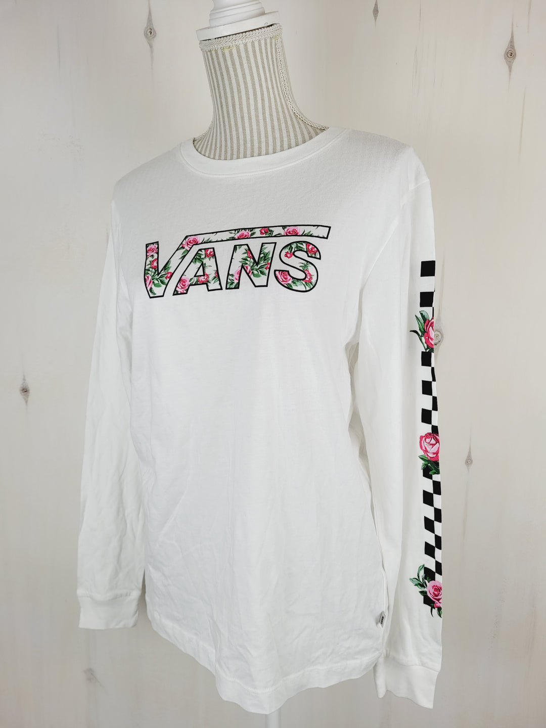 VANS SKATEBOARD FLORAL LONG SLEEVE TOP LADIES MEDIUM PRE-LOVED