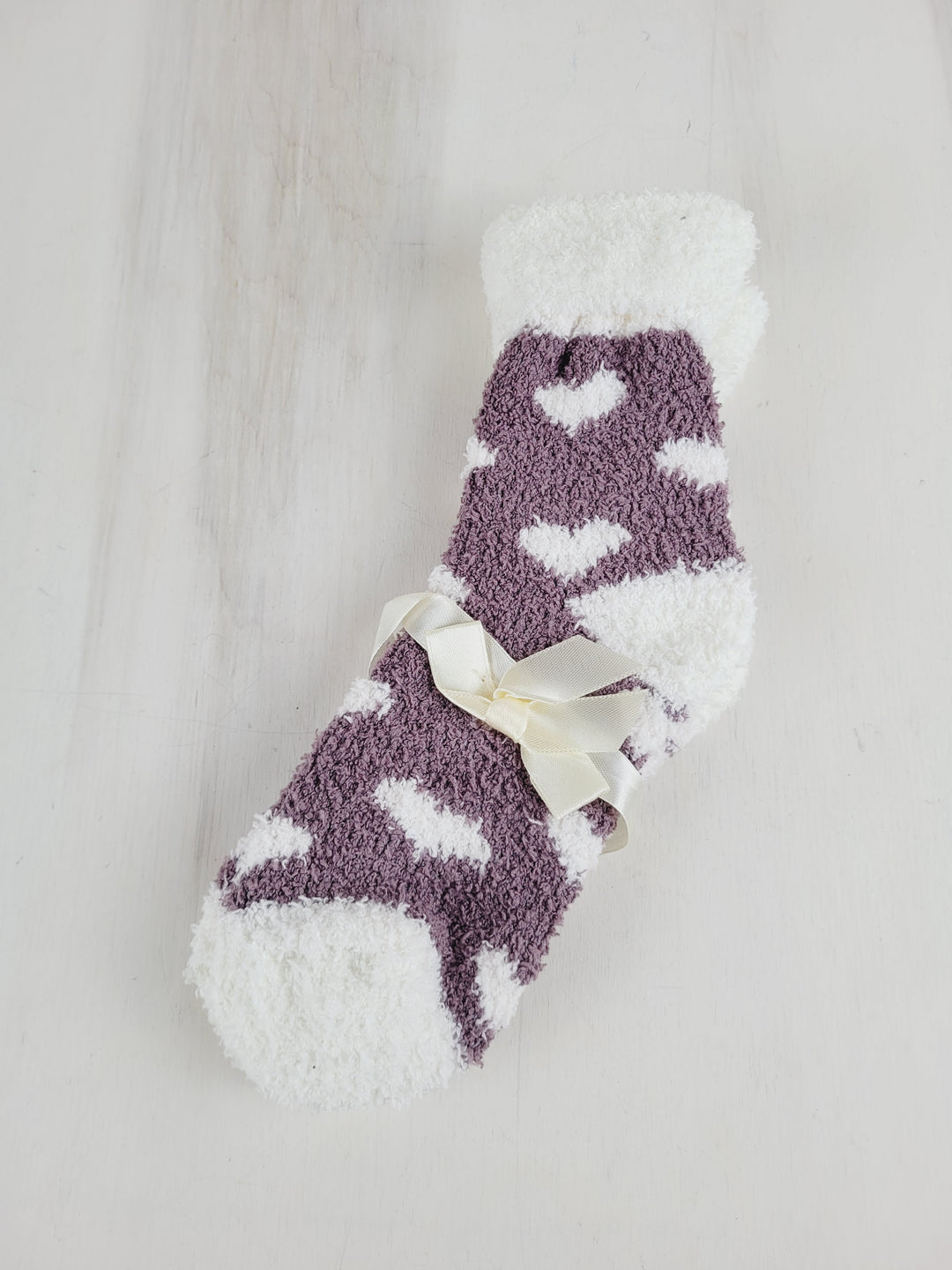 PURPLE HEART FUZZY SOCKS YOUTH PRE-LOVED