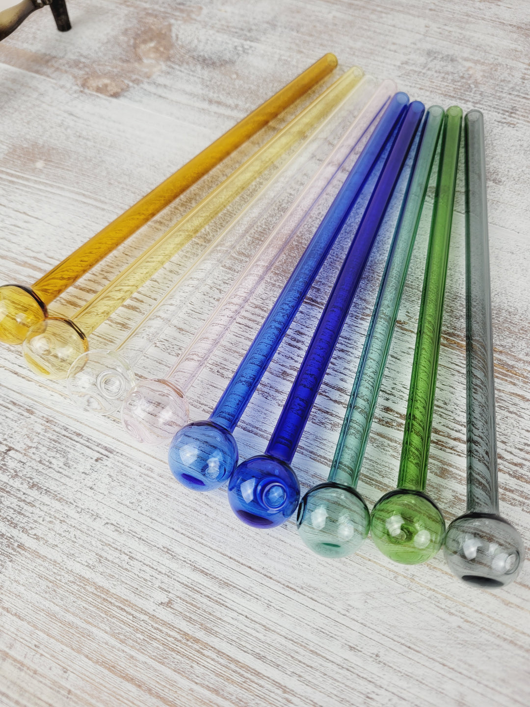 Reusable Hollow Ball Glass Colourful Straws
