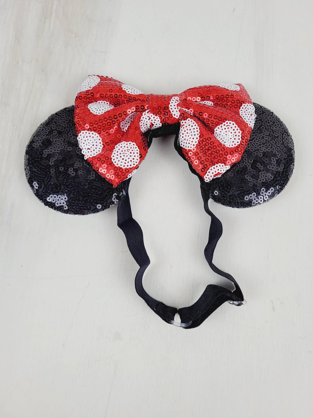 MINNIE ELASTIC MOUSE EARS SEQUINS PRE-LOVED (UNWORN)