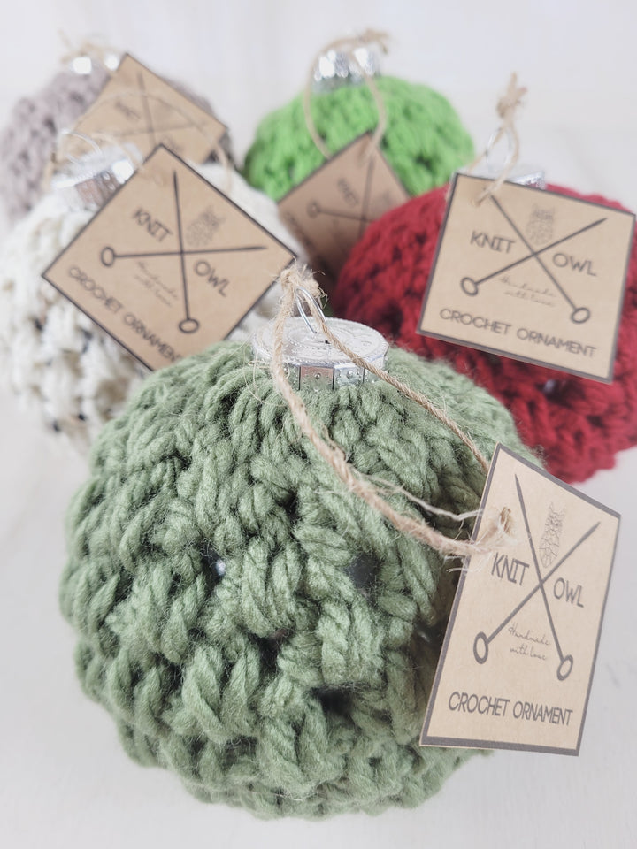 Knit Owl, Crochet Ball Ornaments