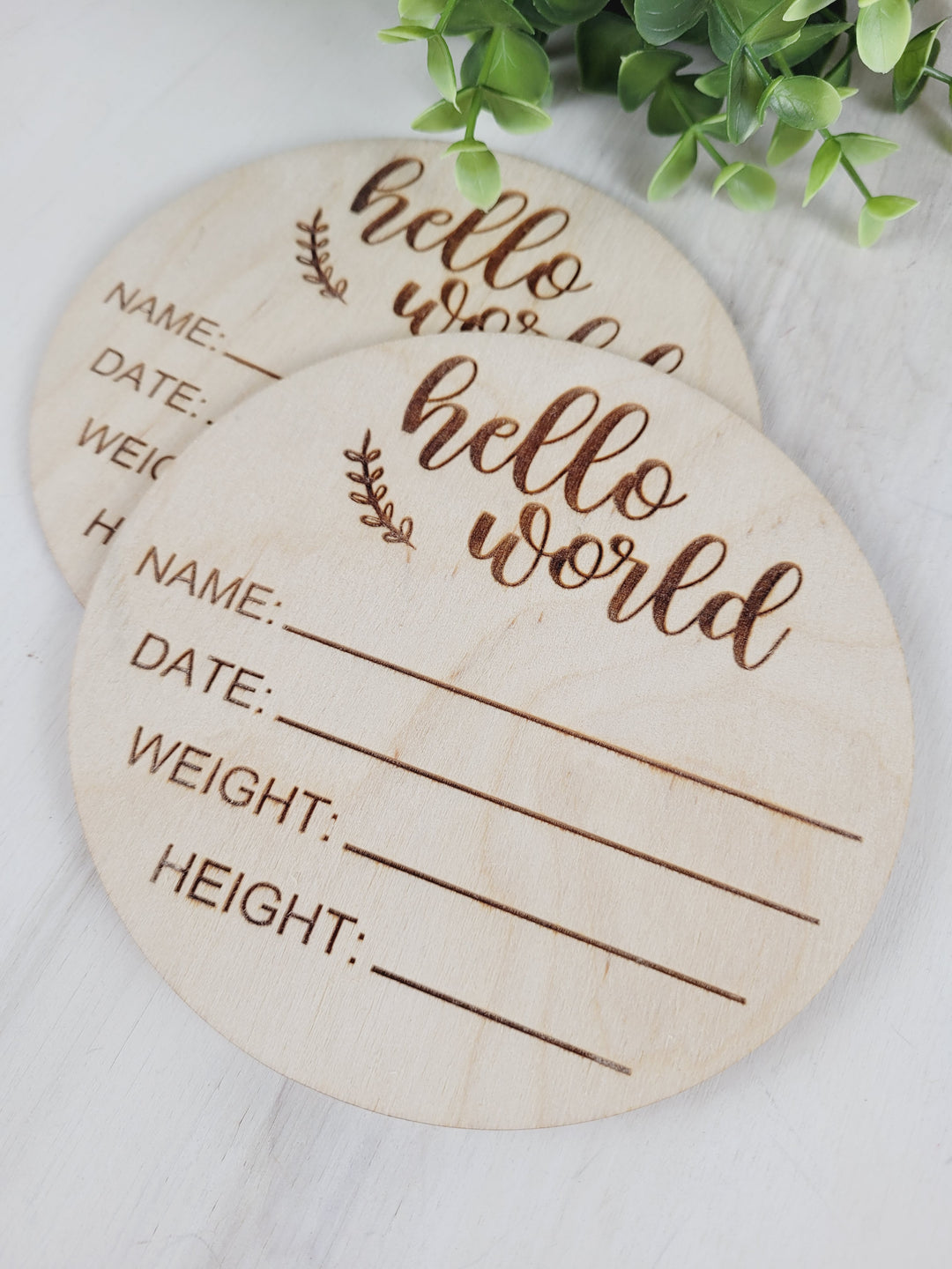 Rough Cut Dezigns, Wood Engraved Birth Announcement