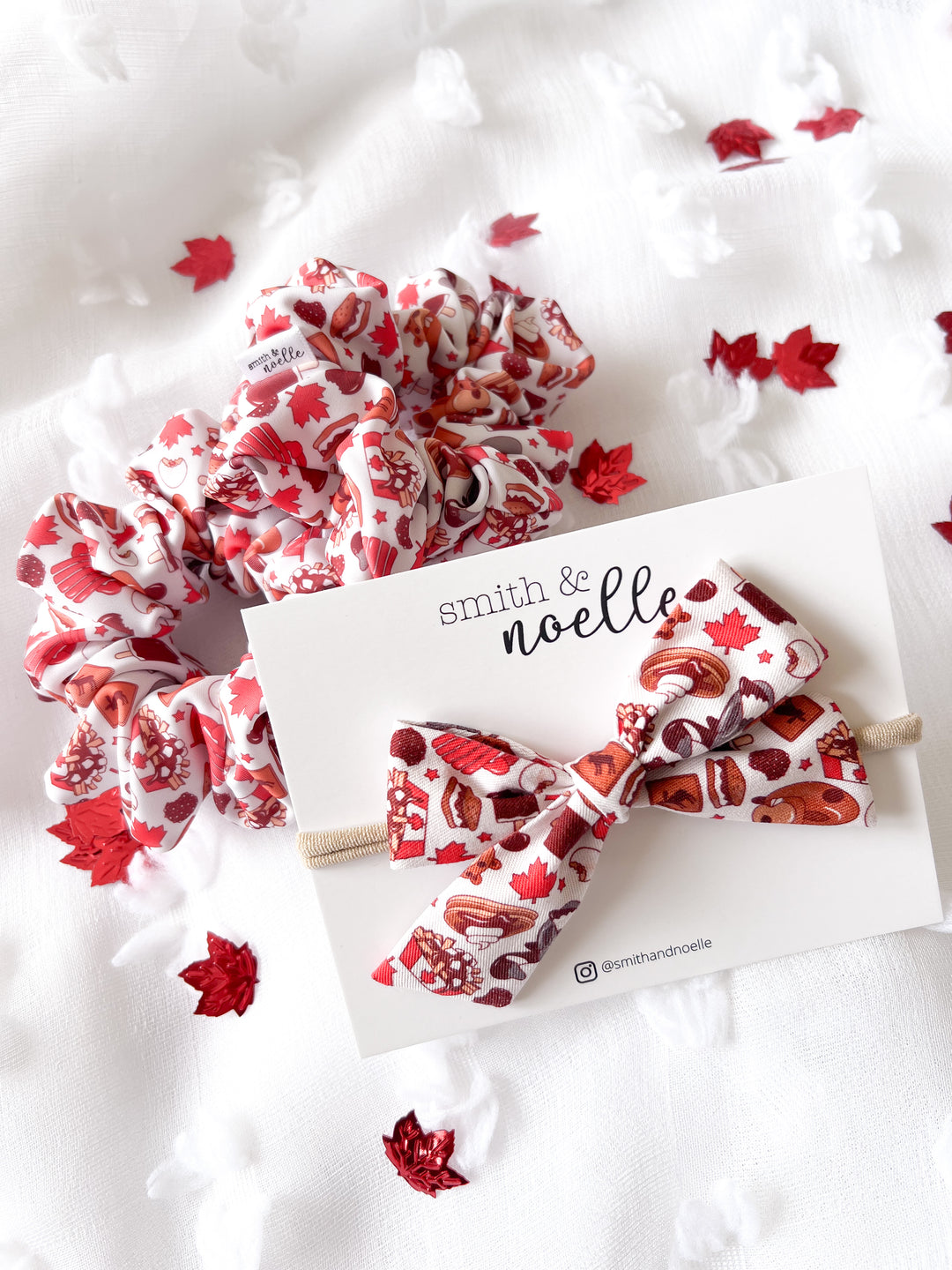 smith & noelle, Swim Scrunchies & Hand Tied Bows, Canada Day, Eh! Collection