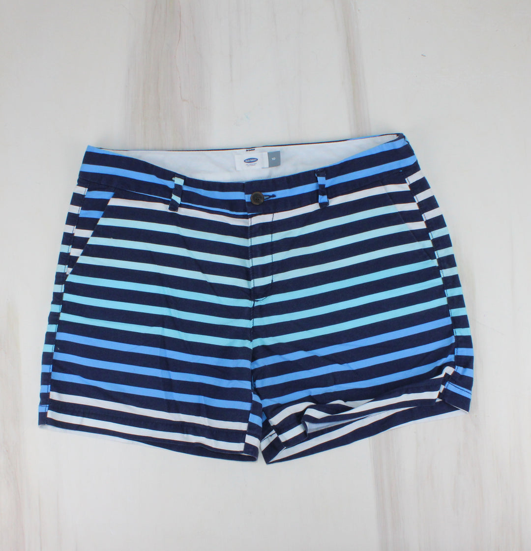 OLD NAVY BLUE STRIPED SHORTS LADIES SIZE 10 PRE-LOVED