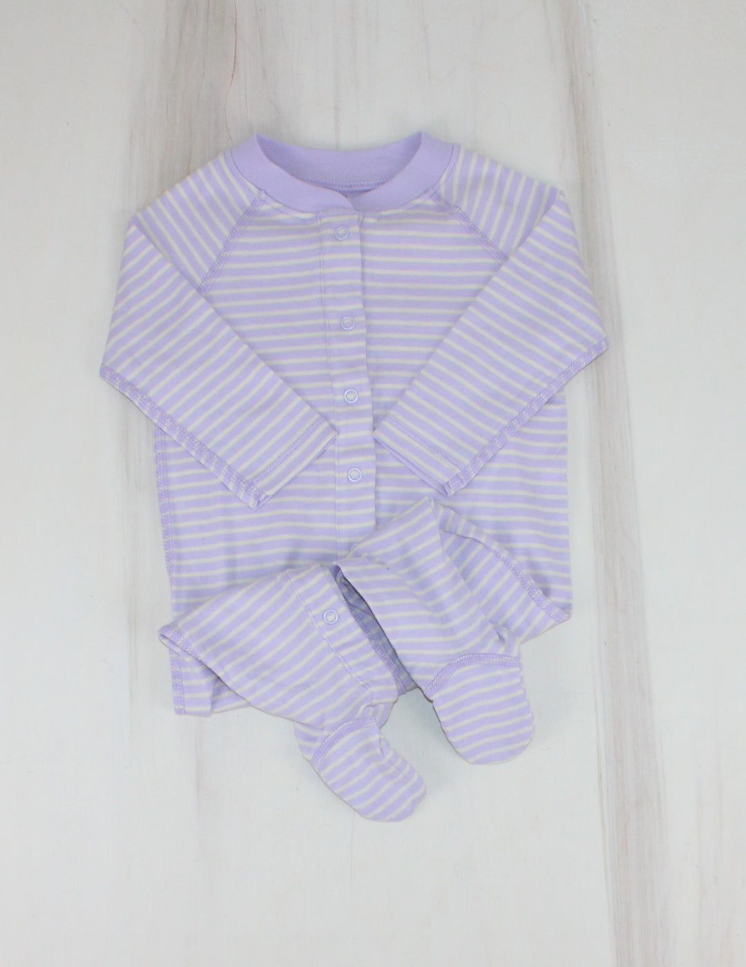HANNAH ANDERSSON PURPLE STRIPED FOOTIES 3-6M PRE-LOVED