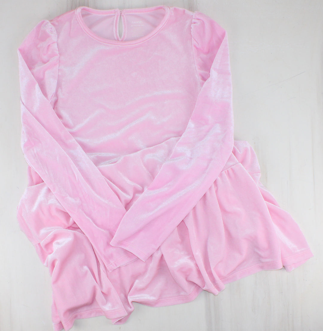 GEORGE PINK VELOUR DRESS 14-16Y PRE-LOVED