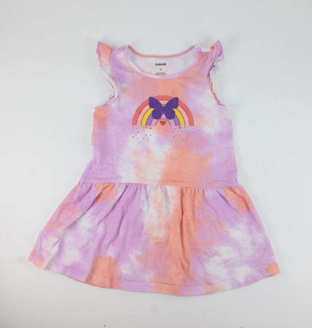 PEKKLE RAINBOW TIE DYE DRESS 4Y PRE-LOVED