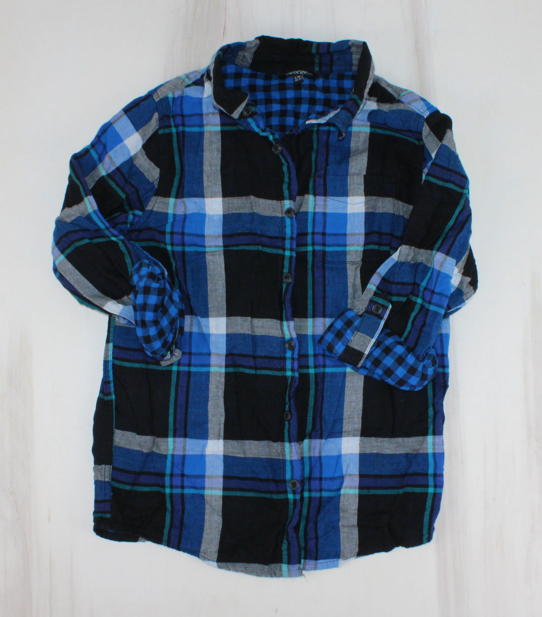 GEORGE BLUE PLAID TOP 10-12Y PRE-LOVED