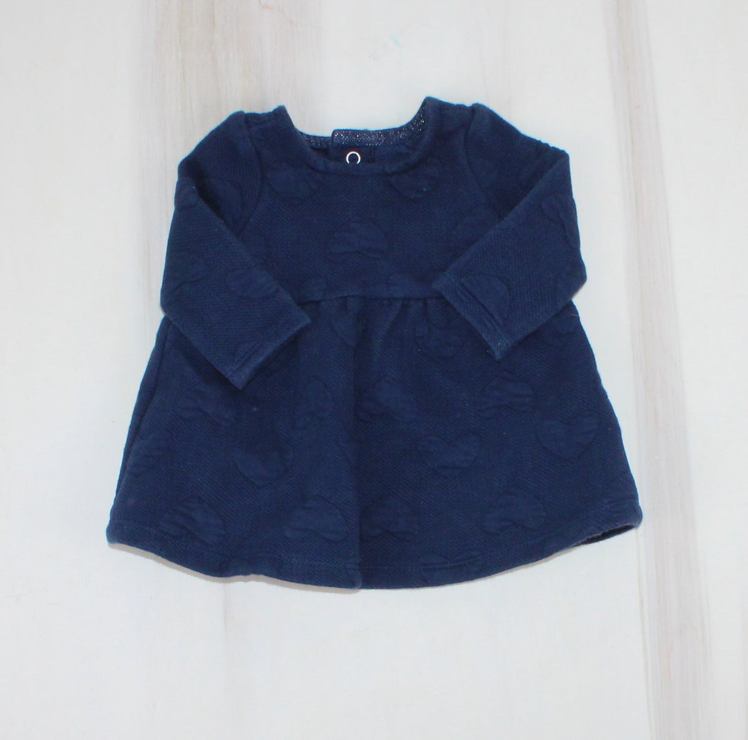 CARTERS NAVY HEART DRESS NEWBORN PRE-LOVED