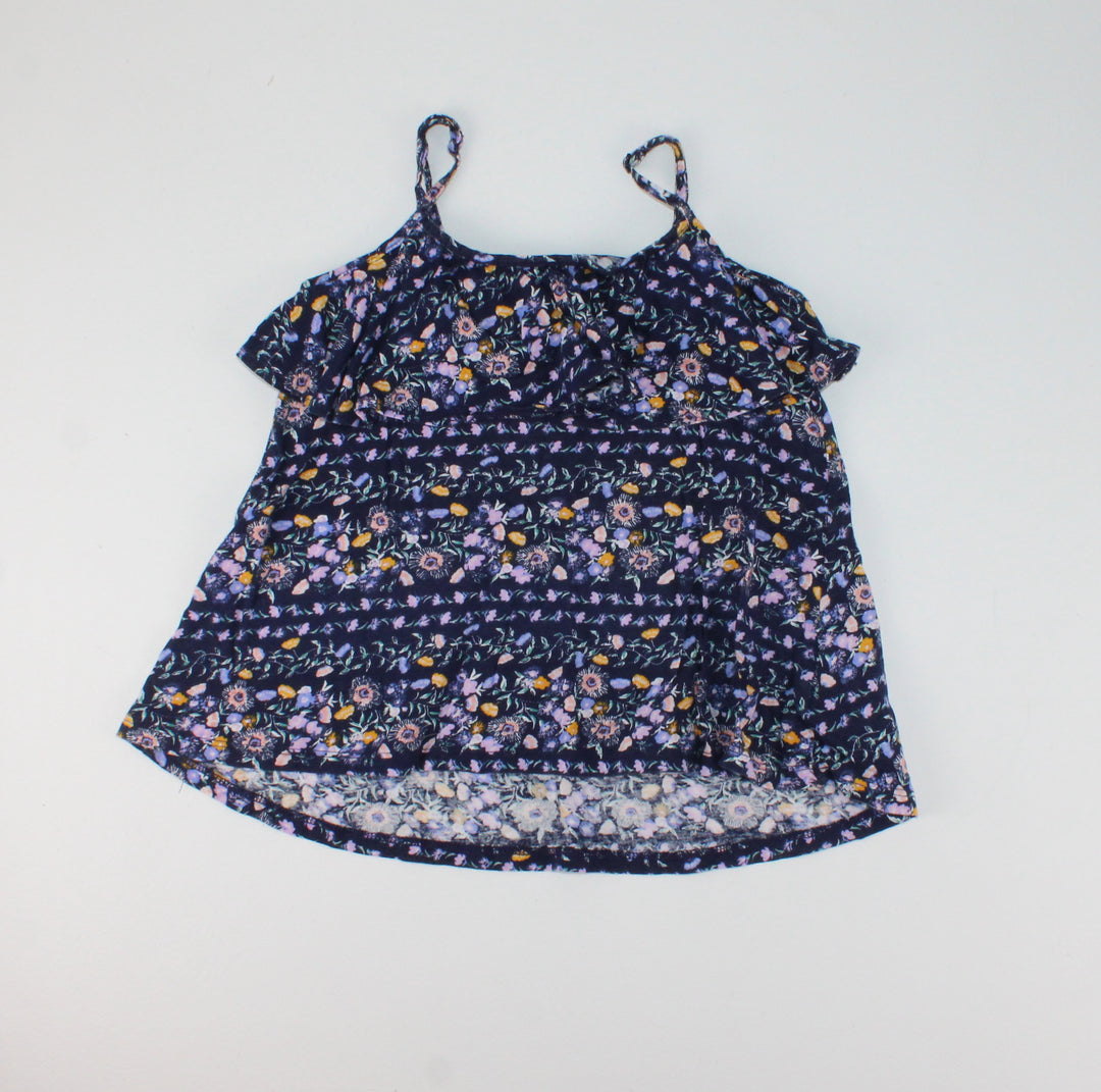 OLD NAVY FLORAL TANK BLUE 5Y PRE-LOVED