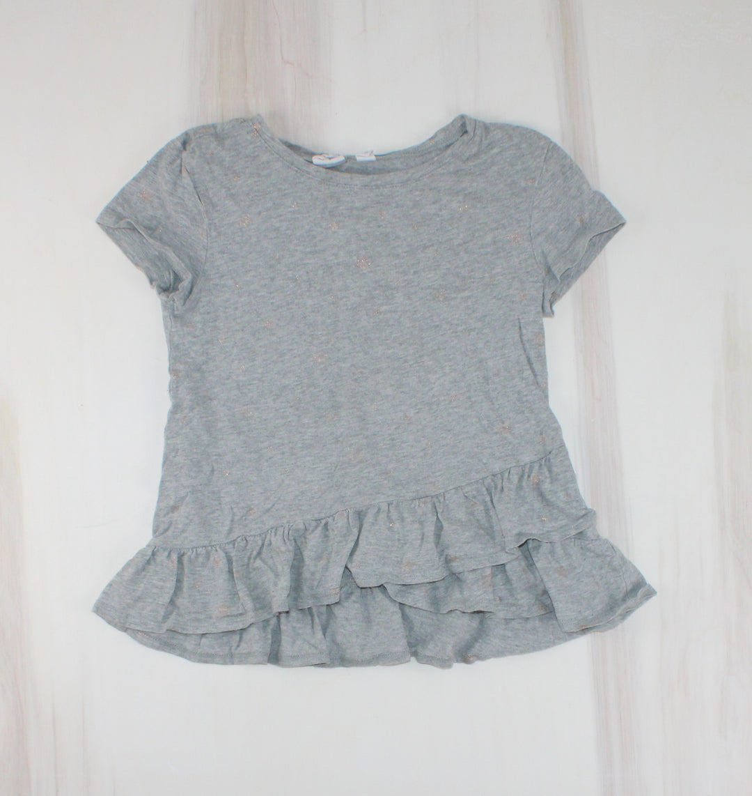 GAP GREY TOP WITH FAINT STARS 6/7Y PRE-LOVED
