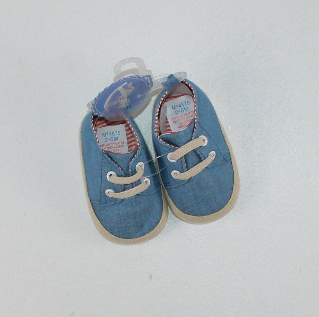 ROCK-A-BYE BABY DENIM CRIB SNEAKERS 0-6M PRE-LOVED