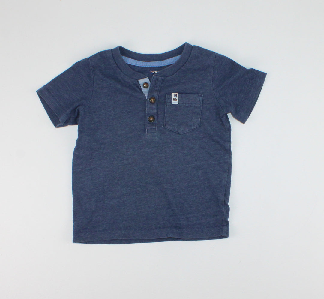 CARTERS BLUE TSHIRT WITH POCKET 18M VGUC