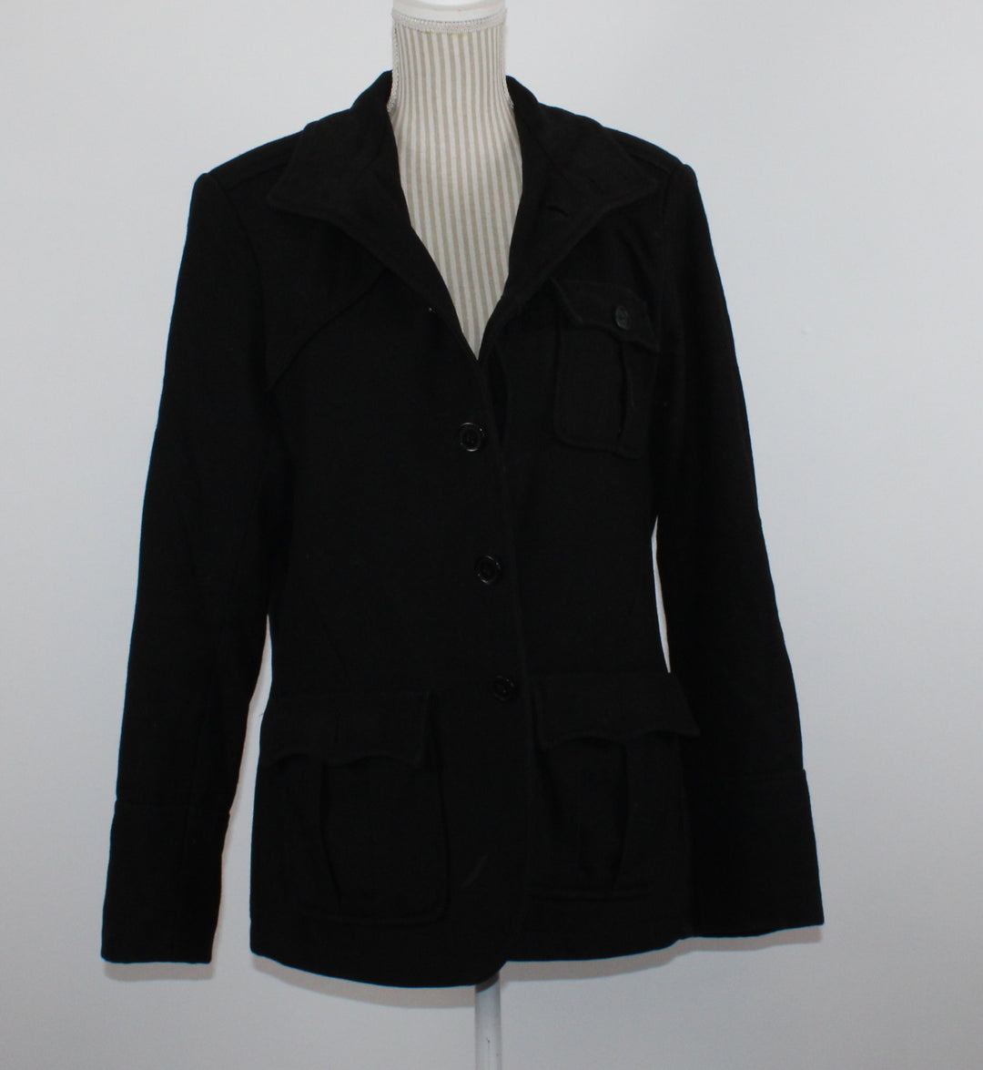 H&M BLACK WOOL COAT ADULT SIZE 40 EUC