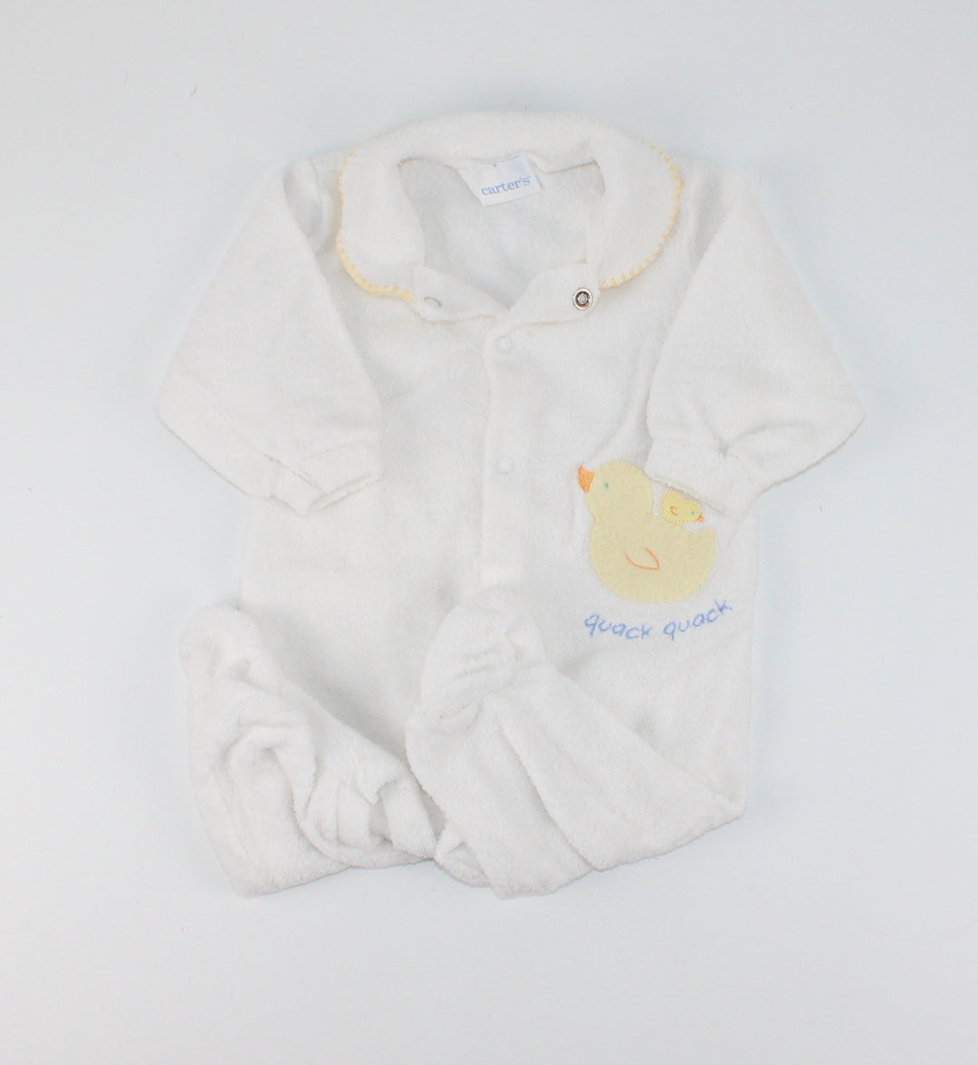 VINTAGE CARTERS TERRI DUCK WHITE SLEEPER 3-6M EUC/VGUC