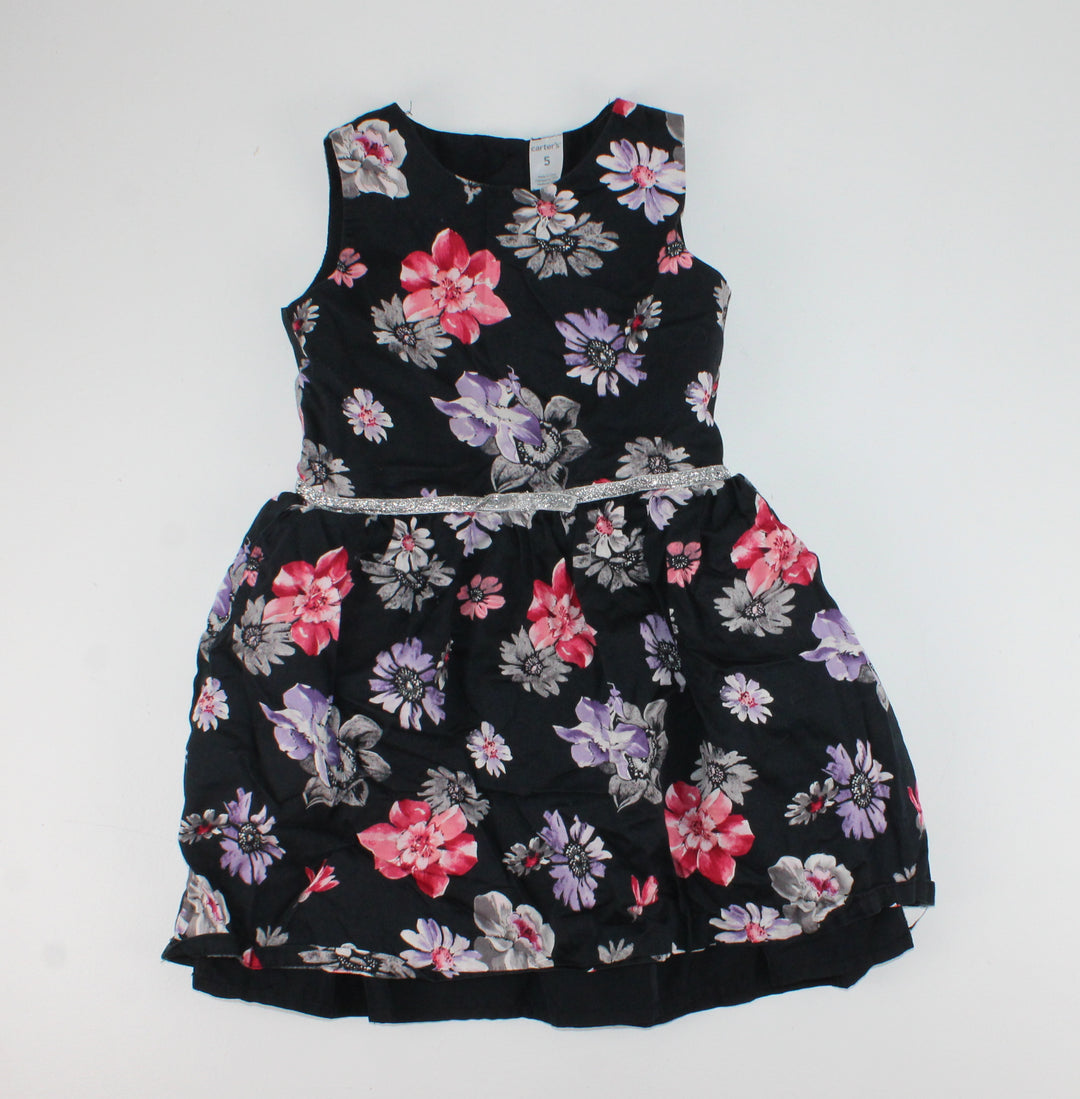 CARTERS BLACK FLORAL OCCASION DRESS 5Y PRE-LOVED
