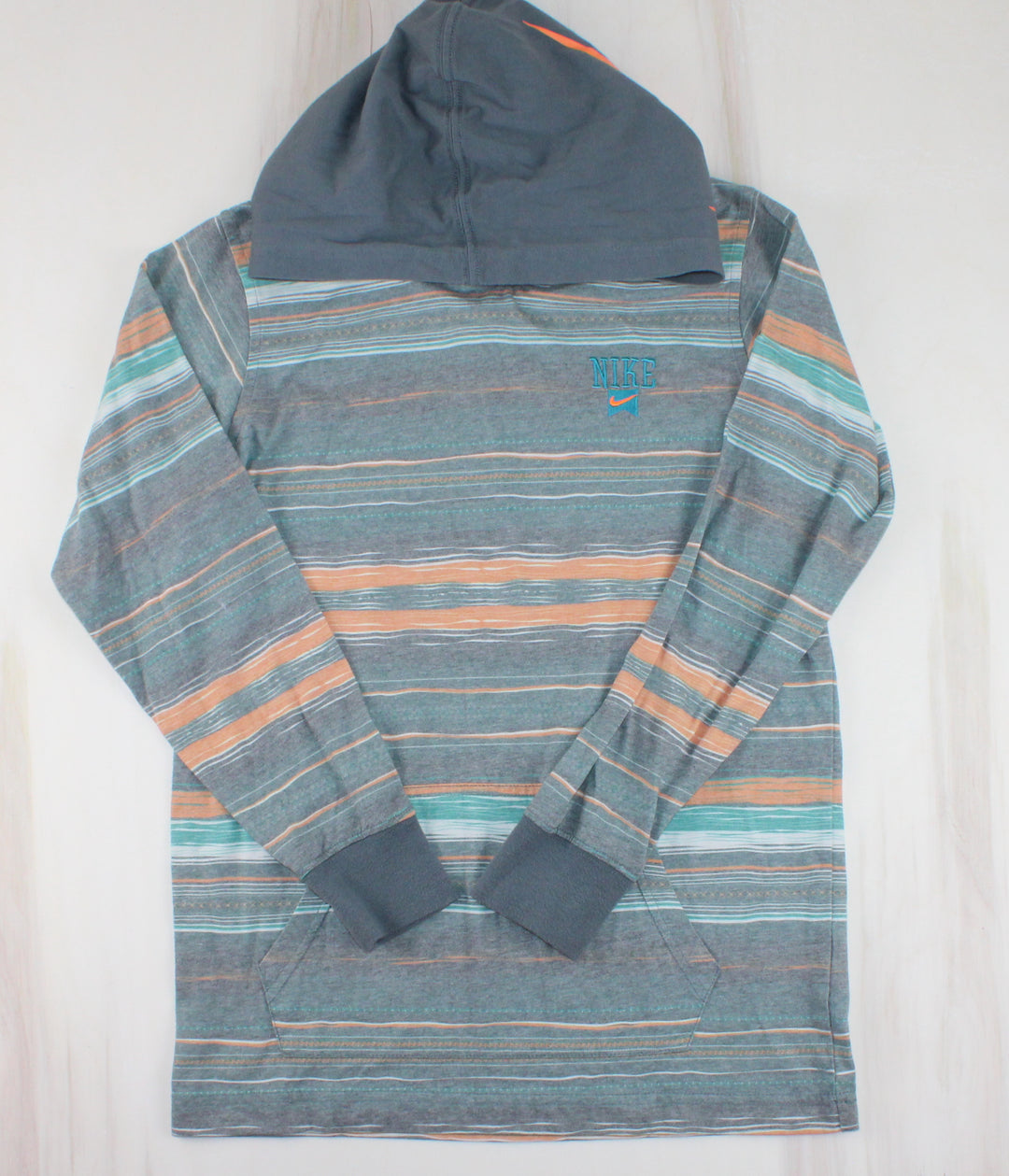 NIKE STRIPED HOODED TOP 10/12Y VGUC