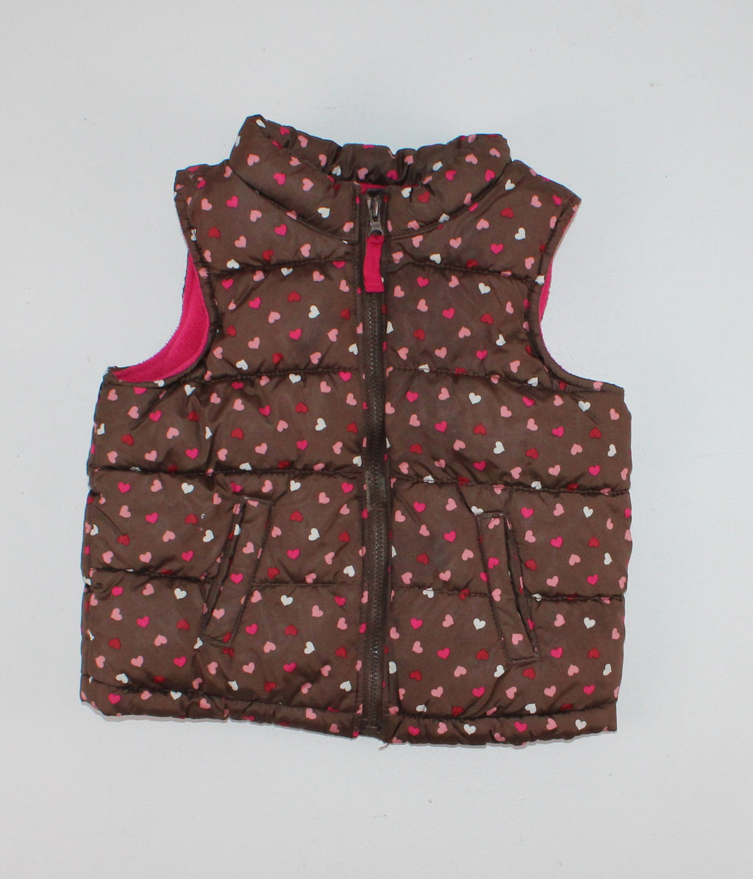 OLD NAVY BROWN HEART VEST 18-24M EUC