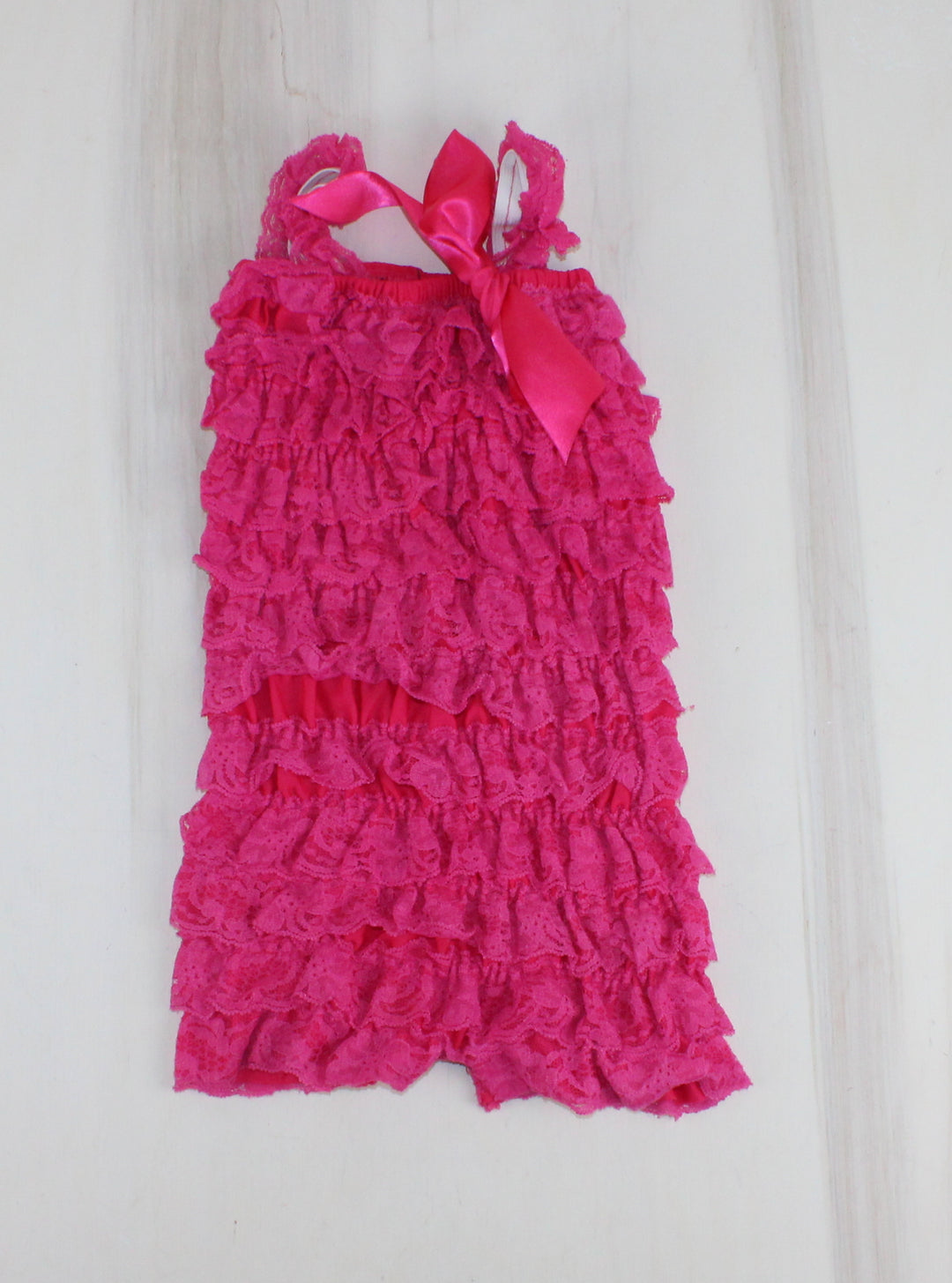 PINK RUFFLE ROMPER APPROX 12-18M PRE-LOVED