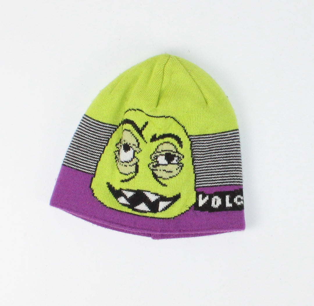 VOLCOM GREEN/PURPLE MONSTER HAT APPROX 4-7Y PRE-LOVED