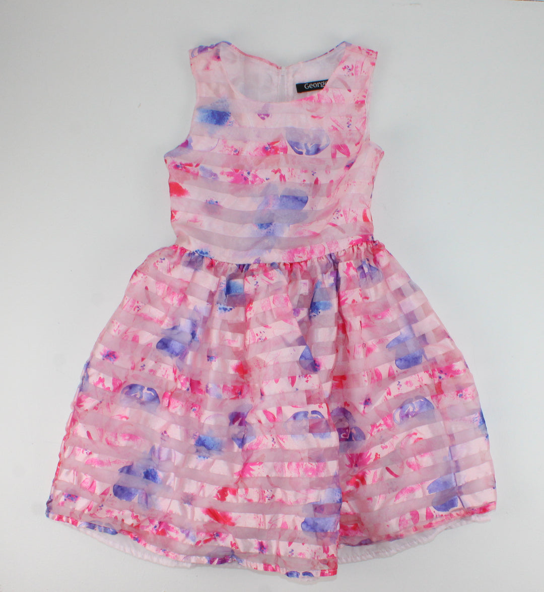GEORGE PINK & BLUE FLORAL OCCASSION DRESS 6Y PRE-LOVED