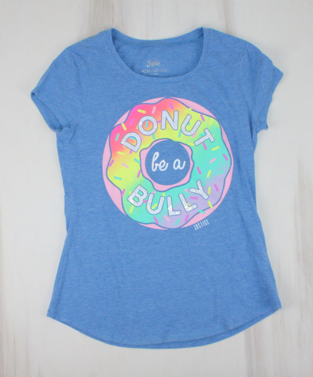 JUSTICE DONUT TSHIRT 14/16Y PRE-LOVED