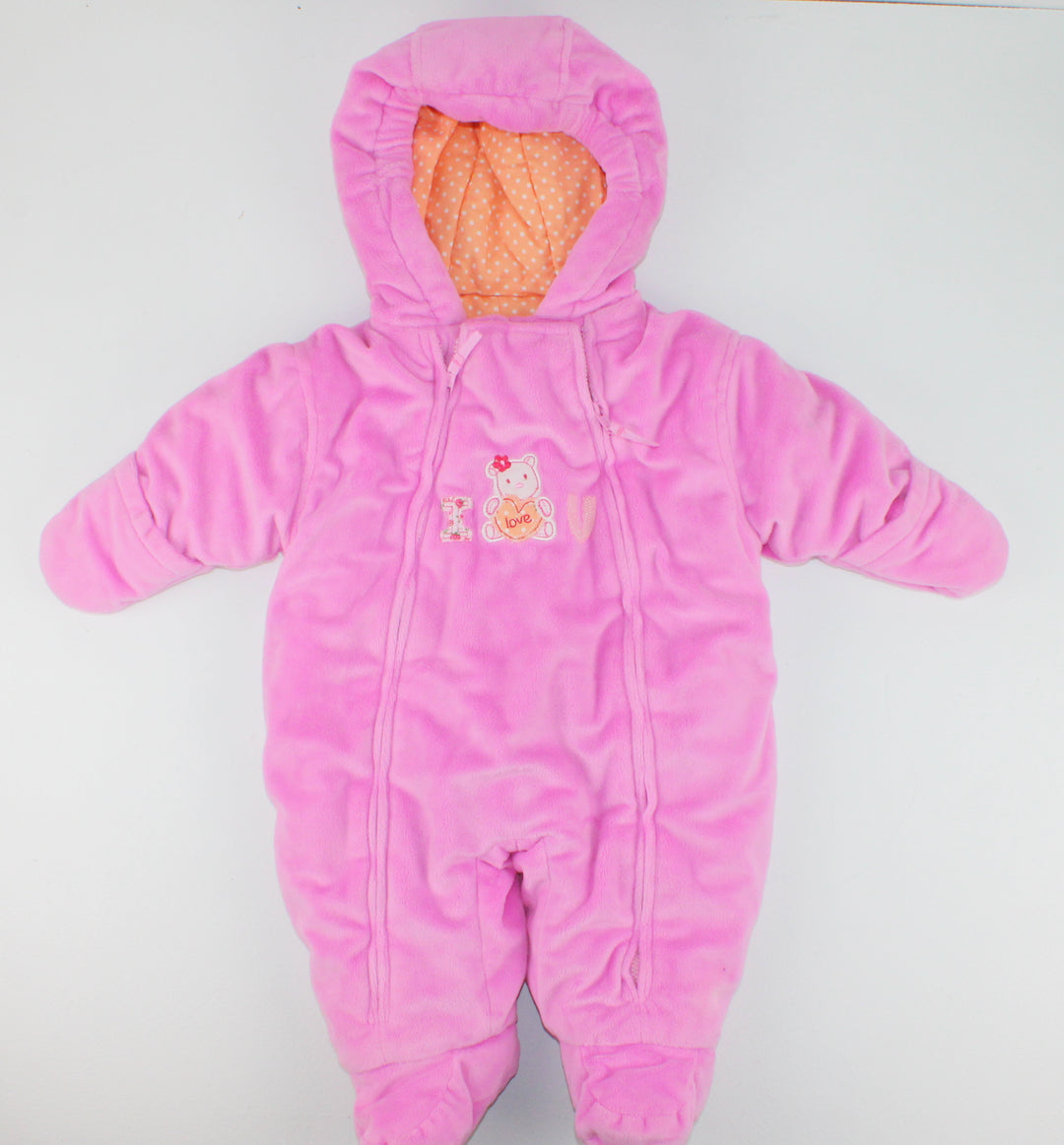 CARTERS THICK FLEECY PINK "I LOVE YOU" OUTERWEAR 3-6M EUC