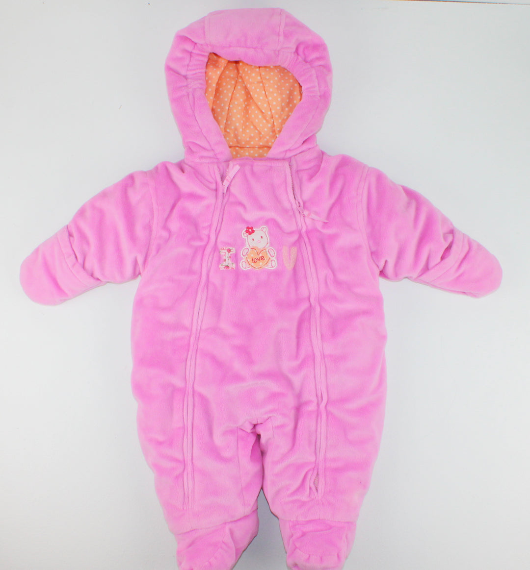 CARTERS THICK FLEECY PINK "I LOVE YOU" OUTERWEAR 3-6M PRE-LOVED