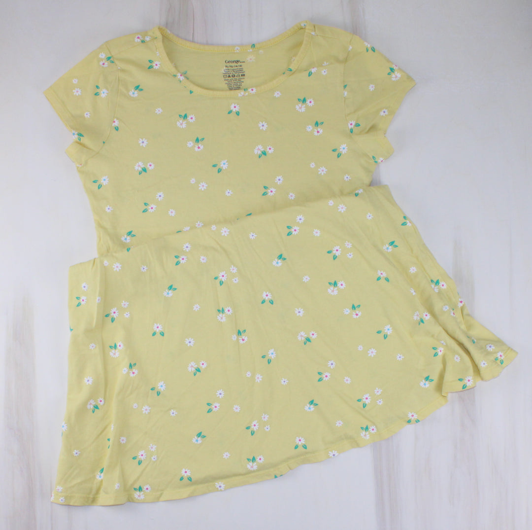 GEORGE YELLOW FLORAL DRESS 14/16Y EUC