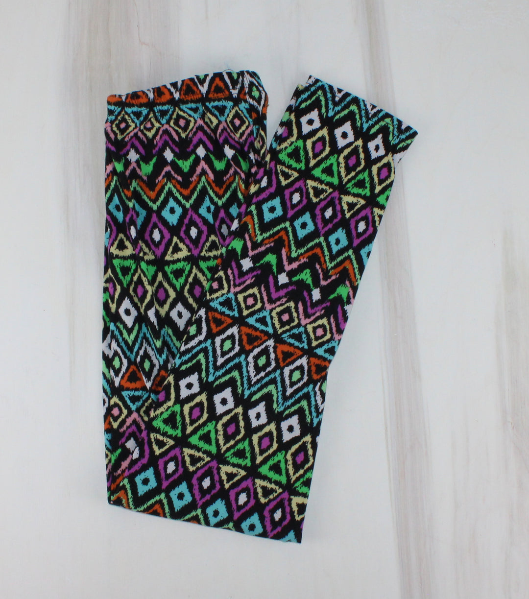 COLOURFUL DIAMOND PRINT LEGGINGS LADIES O/S VGUC/EUC