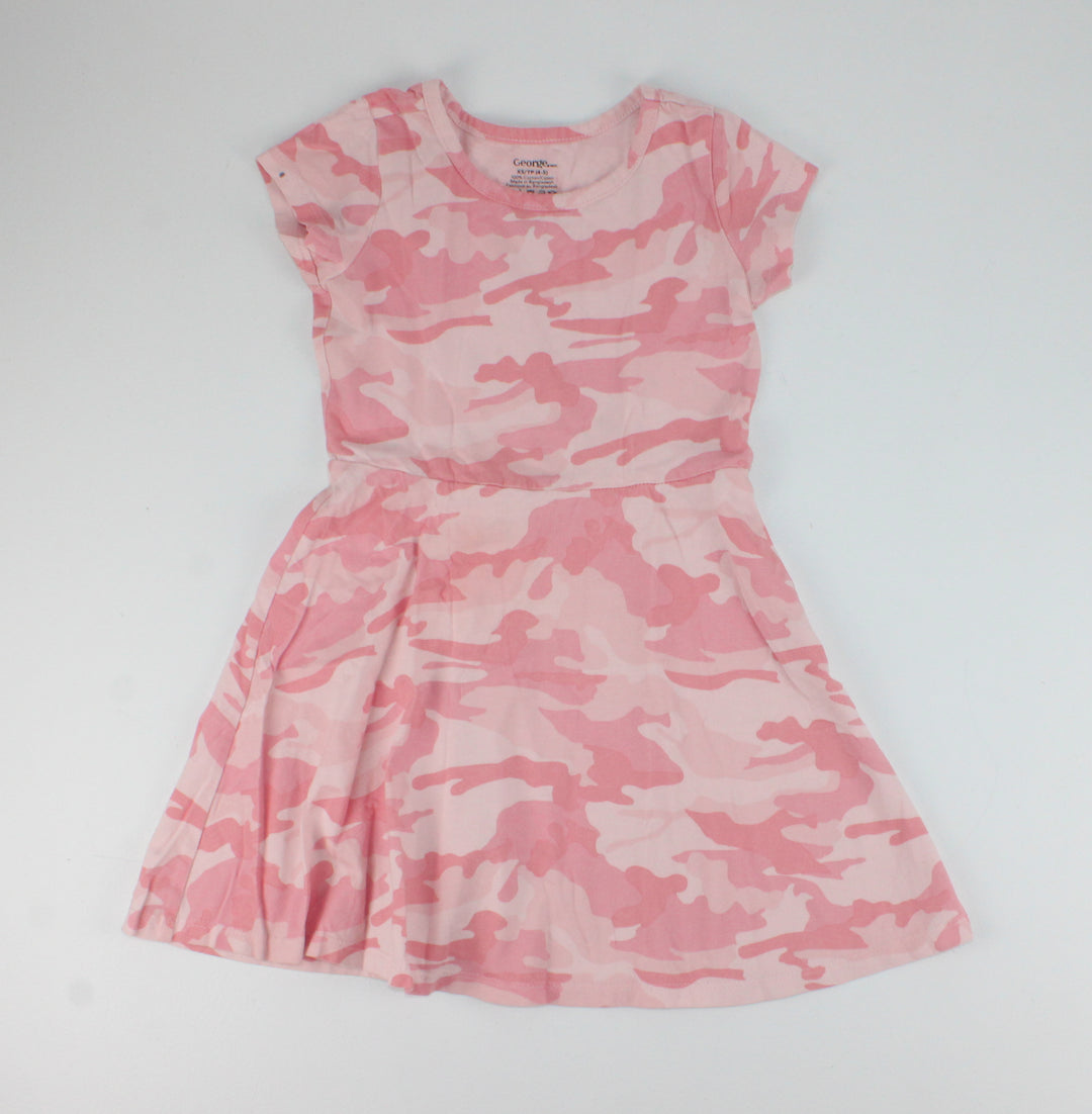 GEORGE PINK PASTEL CAMO DRESS 4/5Y EUC