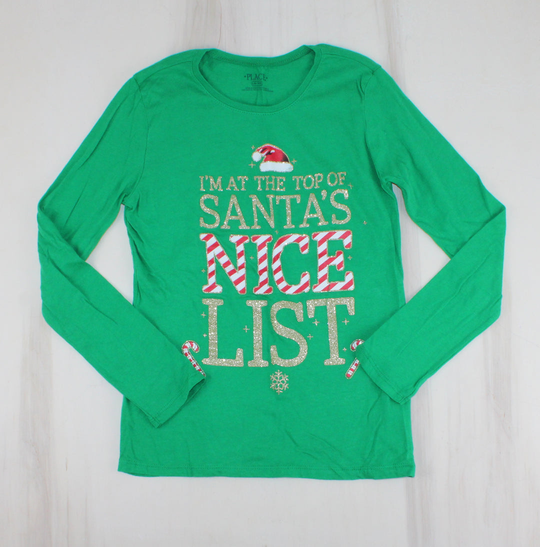 CHILDRENS PLACE SANTA HOLIDAY TOP 10/12Y PRE-LOVED