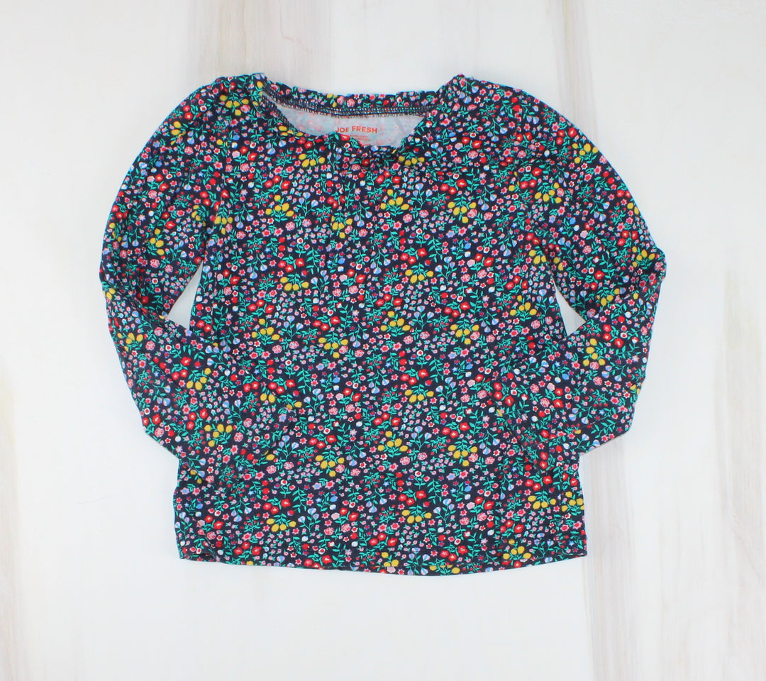 JOE FRESH NAVY FLORAL TOP 5Y PRE-LOVED