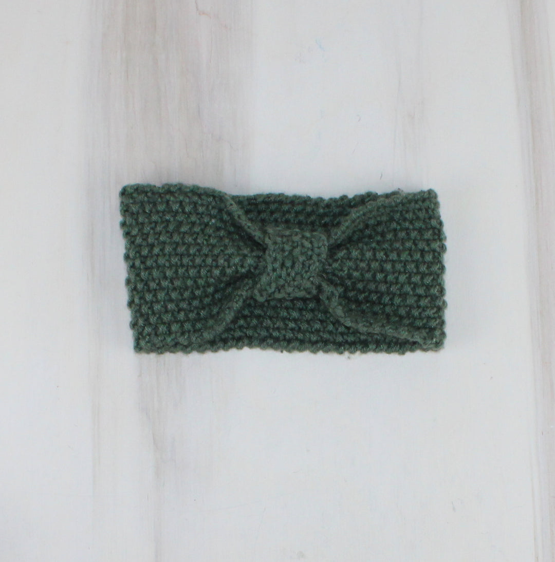 GREEN CROCHET HANDMADE HEADBAND CHILD-ADULT PRE-LOVED