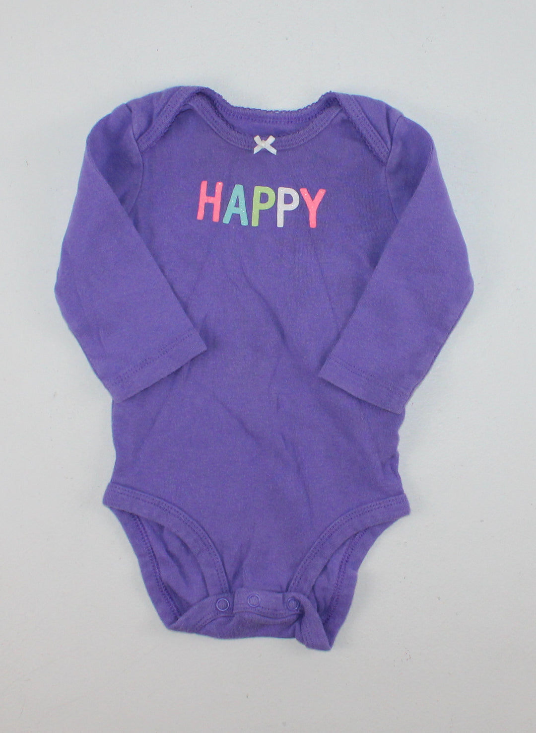 CARTERS HAPPY PURPLE ONESIE 6M PRE-LOVED