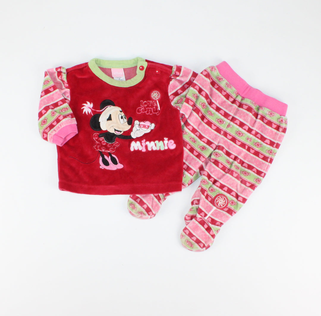 DISNEY MINNIE VELOUR HOLIDAY PYJAMAS 3M PRE-LOVED