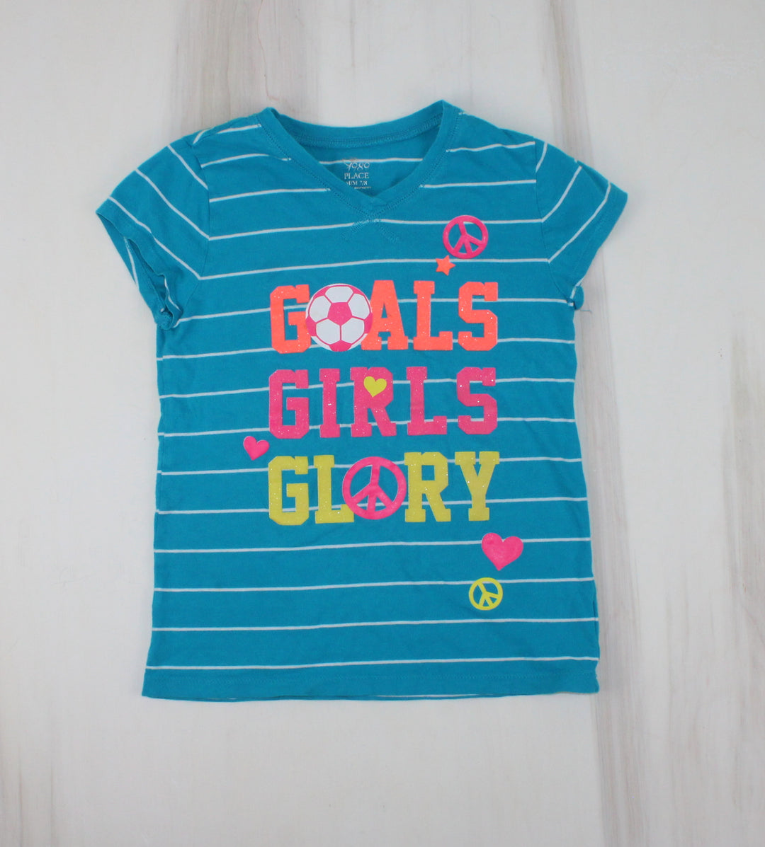 CHILDRENS SOCCER BLUE TSHIRT 7/8Y PRE-LOVED
