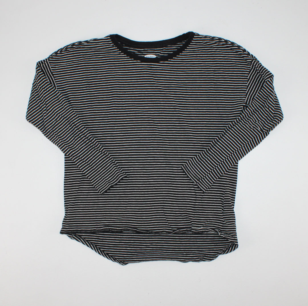 OLD NAVY BLACK/WHITE STRIPED TOP 8Y PRE-LOVED