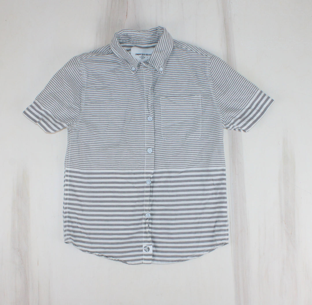 PAPER DENIM CLOTH STRIPED COLLARED TOP 5Y PRE-LOVED