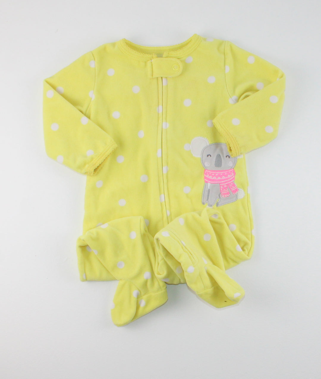CARTERS YELLOW KOALA FLEECE FOOTIES 6M PRE-LOVED