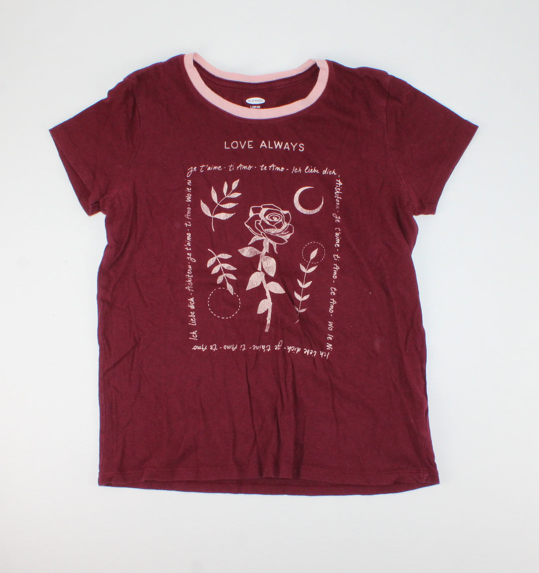OLD NAVY MAROON TSHIRT 10-12Y PRE-LOVED