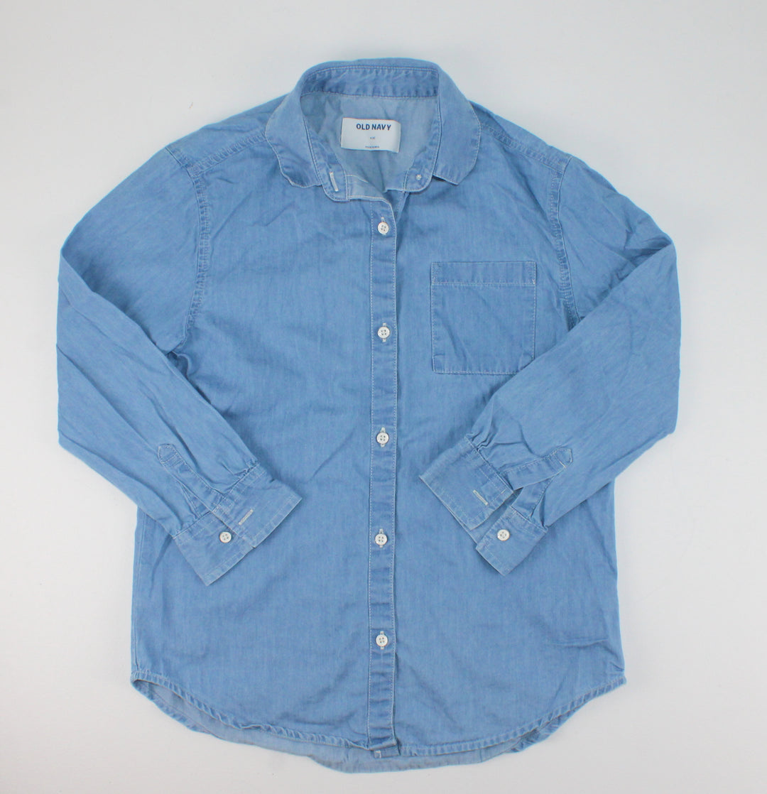 OLD NAVY LIGHT DENIM TOP 8Y EUC