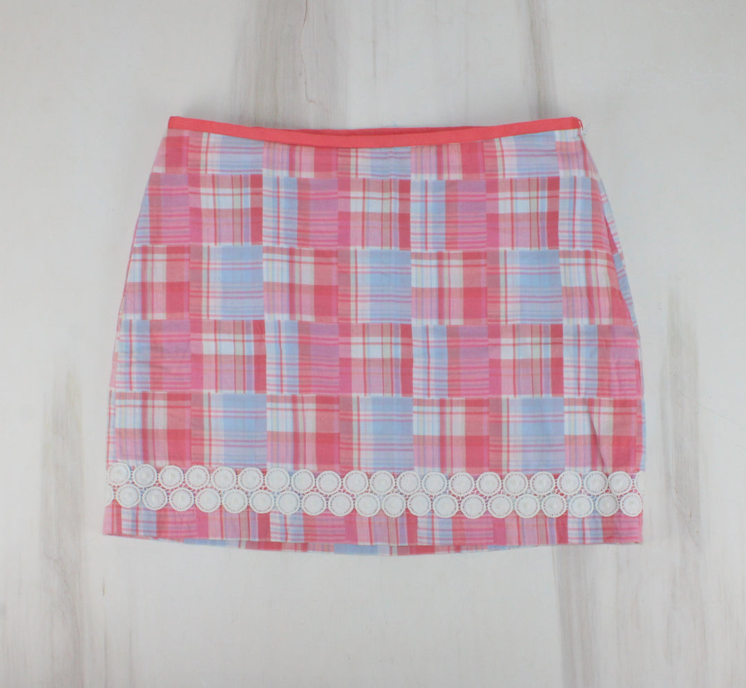 VINEYARD VINES PINK/BLUE PLAID SKIRT LADIES SIZE 8 PRE-LOVED